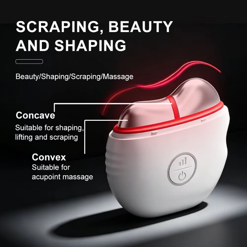 Microcurrent Face Massager Gua Sha - Planche chauffante électrique Gua Sha, masseur