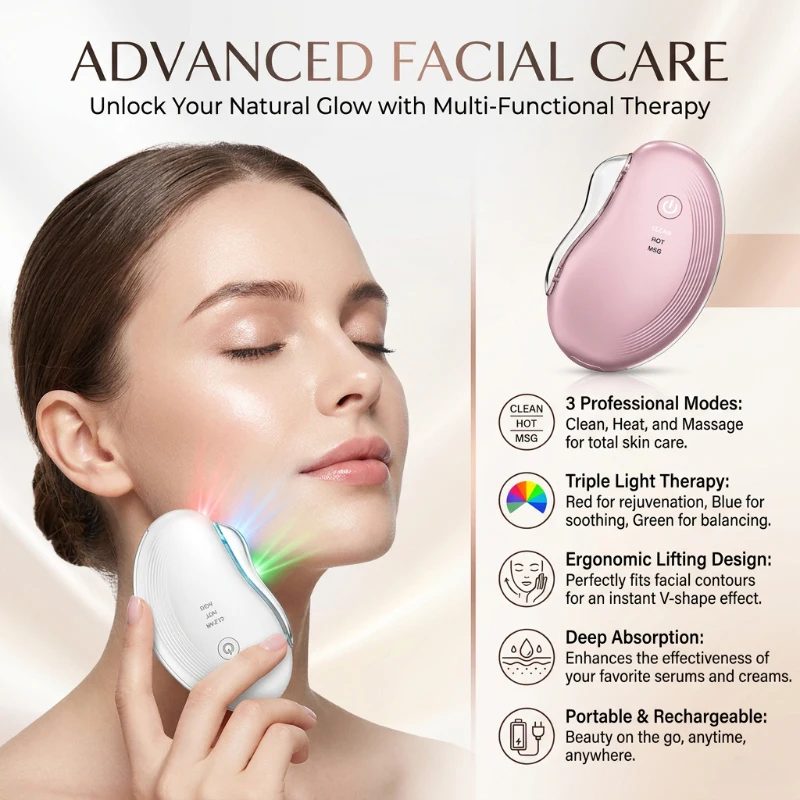 Microcurrent Face Massager Gua Sha - Appareil de soin du visage et